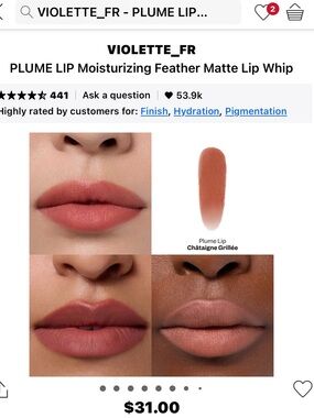Violette_Fr chataigne grillee feather matte lip whip